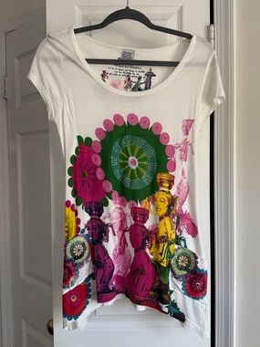 Desigual T-shirt met dierenprint zwart/ oranje